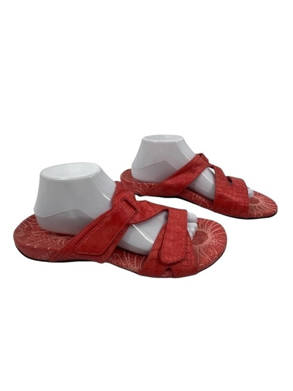 Vionic Red Sandals Floral Pattern Footbed Womens Casual Summer Shoes Size 11